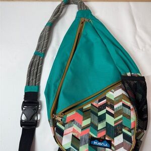 KAVU Teal and Multicolor Crossbody Bag